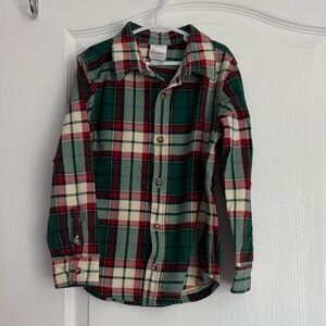 Hanna Andersson Green, Red & Cream Plaid Button-Down Shirt